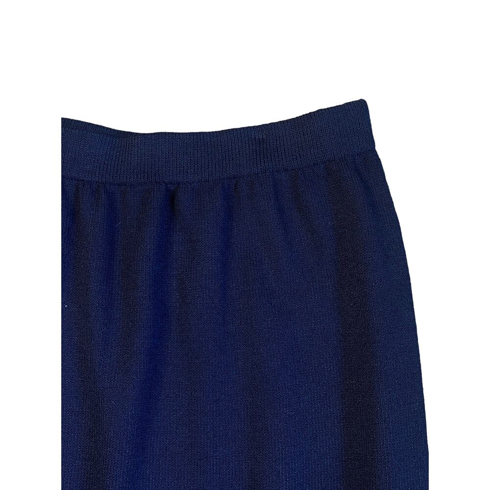 Vintage St. John Collection Marie Gray Navy Blue Wool Sweater Skirt Size 12 - Picture 3 of 5